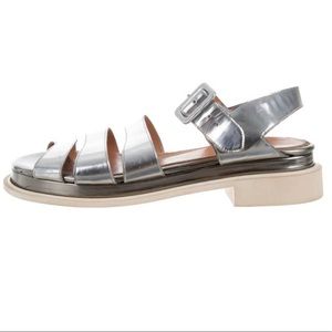 Robert Clergerie Metallic Ankle Strap Sandals